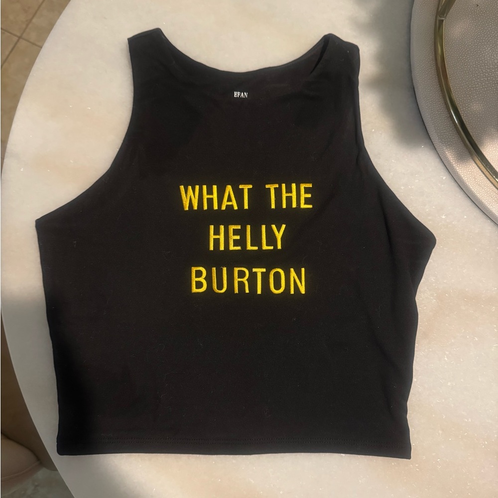 Black Crop Top with Yellow Text